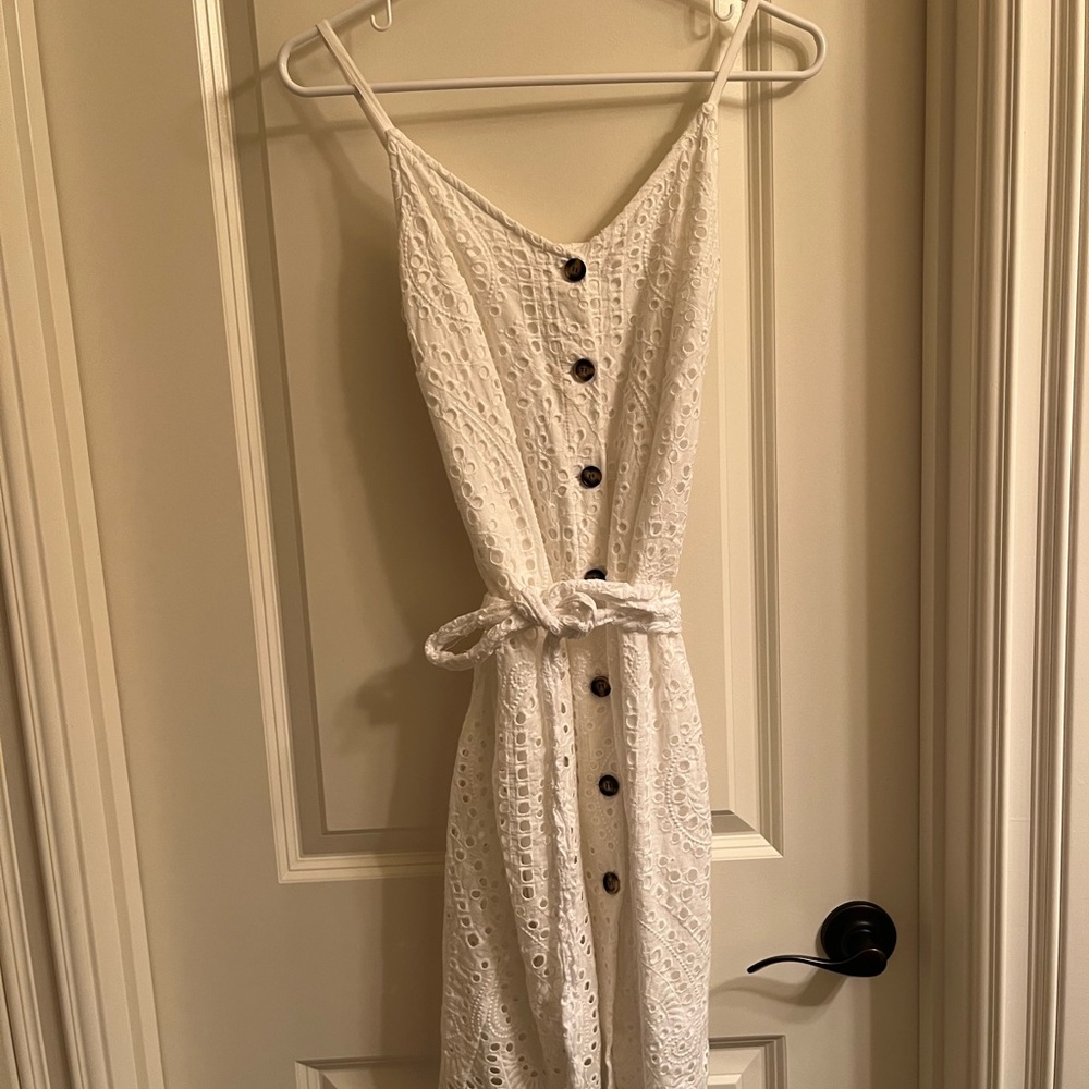 Bishop + young white textured dress
